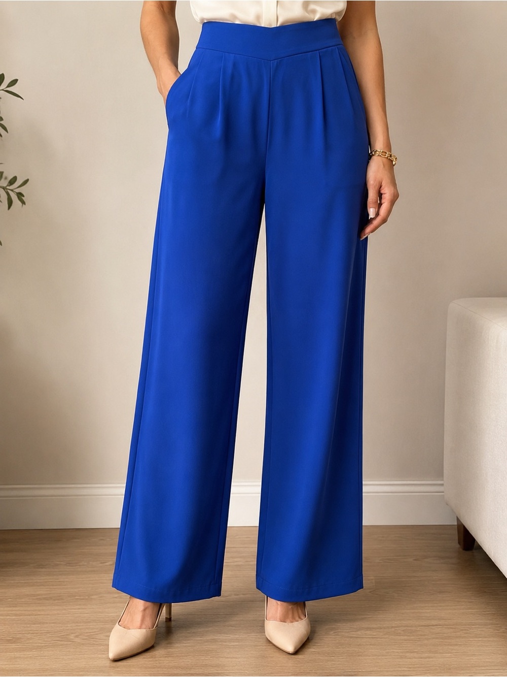 NWT Halara Blue High Rise Wide Leg Pants Size M